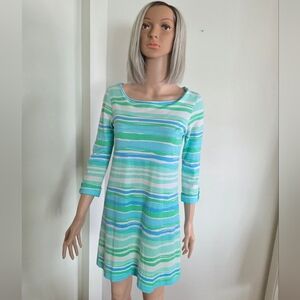 Lilly Pulitzer Linden Dress Seaspray  Blue Sea Stripe Pima Cotton Size XS